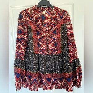 Anthropologie Silky Patterned Tunic